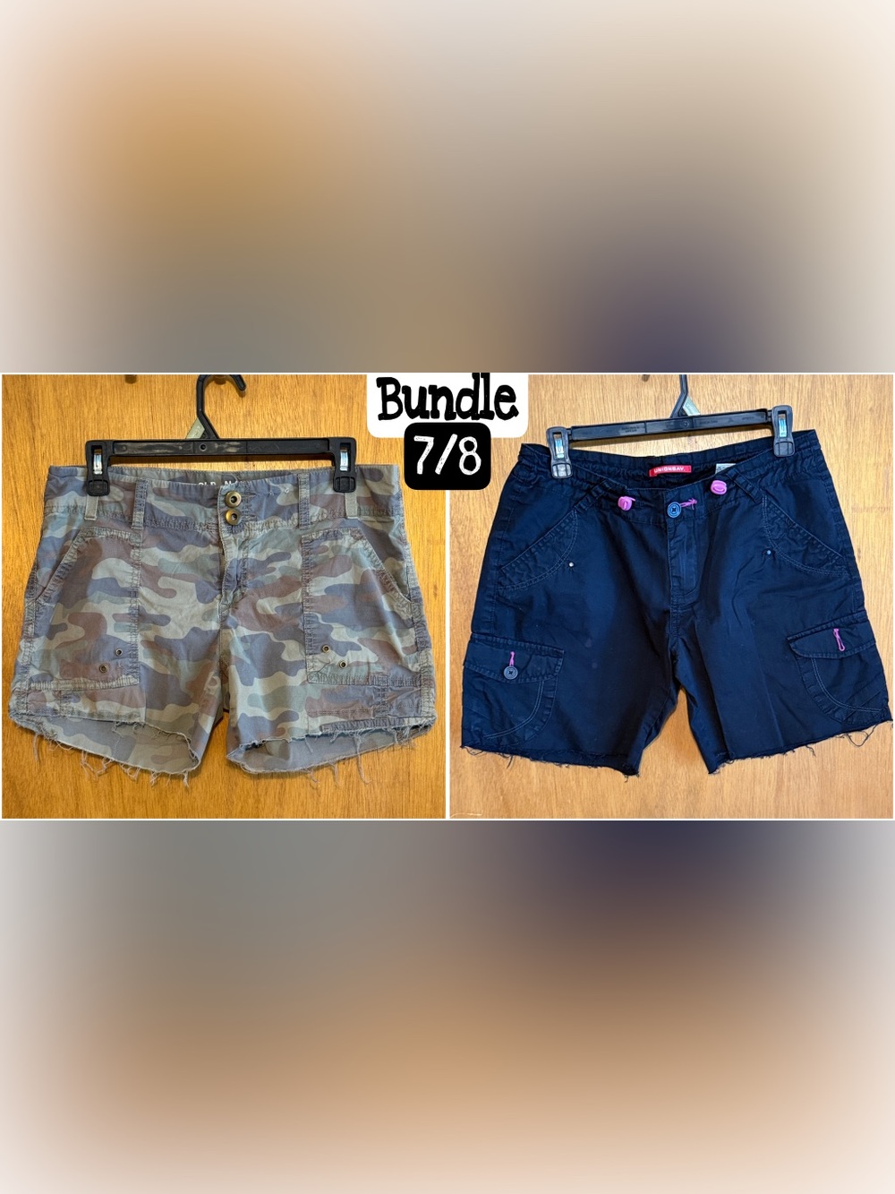 Women’s Lightweight Cargo Shorts Bundle Old Navy Camo Union Bay Black 7/8